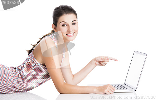 Image of Pointing to a laptop