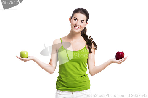 Image of Healthy woman with apples