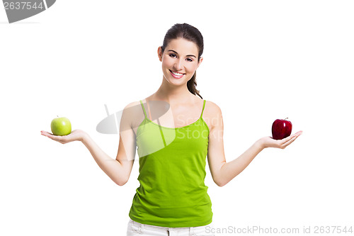 Image of Healthy woman with apples