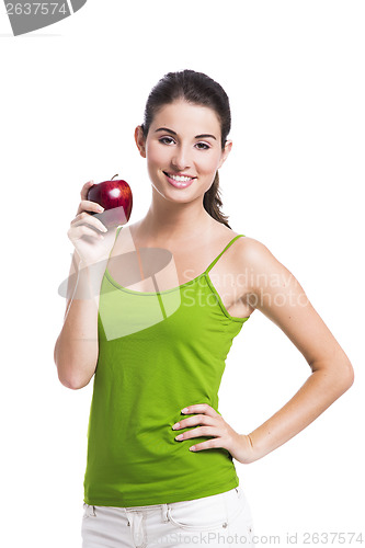 Image of Healthy woman holding an apple
