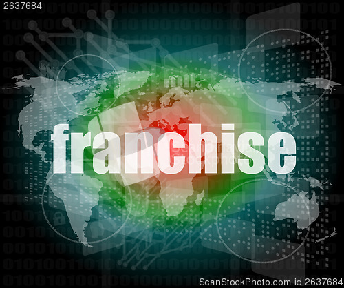 Image of business concept: word franchise on digital touch screen