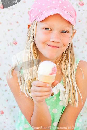 Image of Young girl holding ice cream cone