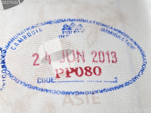 Image of Asian passport  rubber stamp