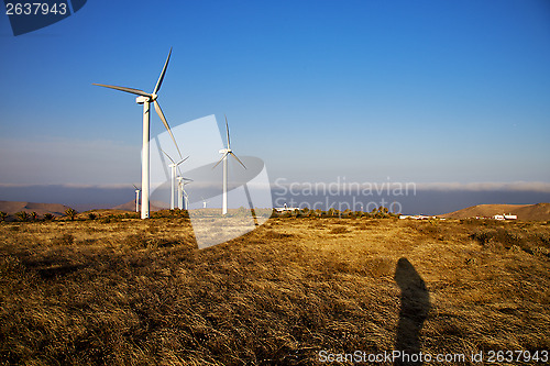 Image of wind turbines sky in the spain africa