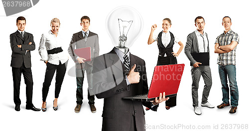 Image of Business Team With Lamp Head