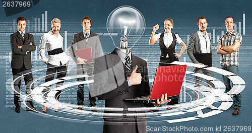Image of Business Team With Lamp Head