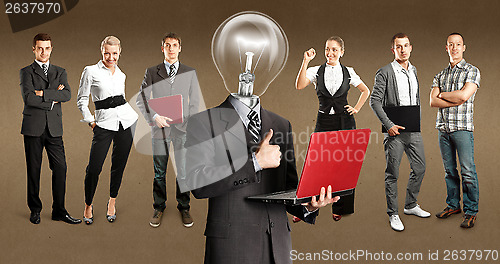 Image of Business Team With Lamp Head