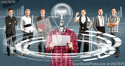 Image of Business Team With Lamp Head