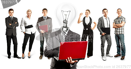 Image of Business Team With Lamp Head