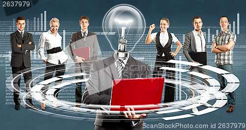 Image of Business Team With Lamp Head