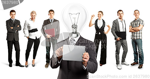 Image of Business Team With Lamp Head