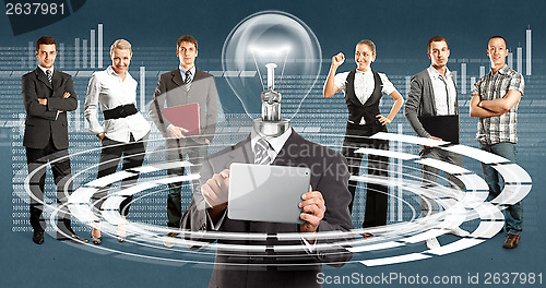 Image of Business Team With Lamp Head