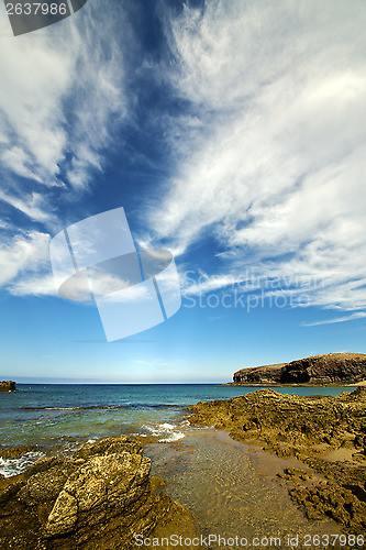 Image of rock stone    coastline and summer in lanzarote spain