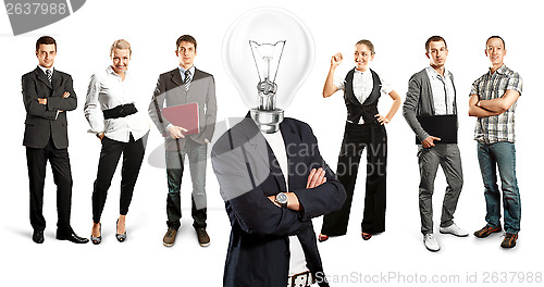 Image of Business Team With Lamp Head