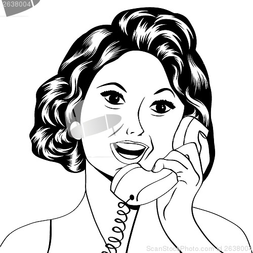 Image of Pop Art lady chatting on the phone