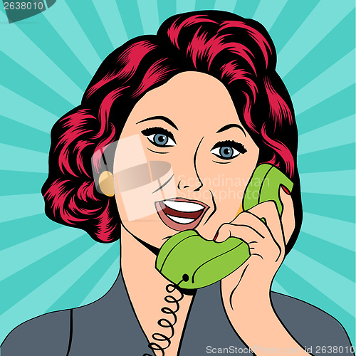 Image of Pop Art lady chatting on the phone