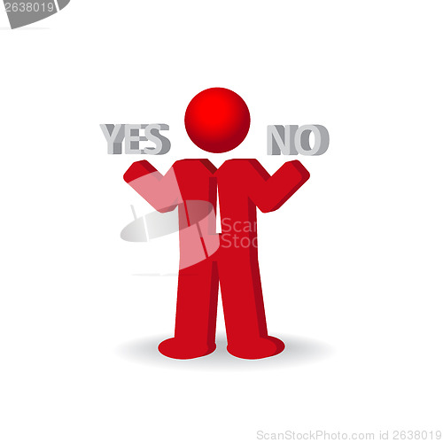 Image of Busines man, person presents "yes" and "no" words