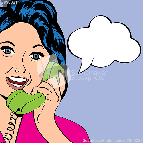 Image of Pop Art lady chatting on the phone