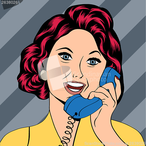 Image of Pop Art lady chatting on the phone