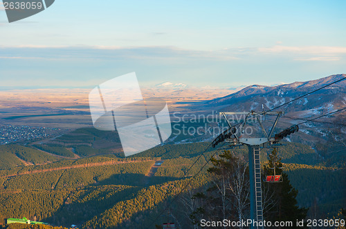 Image of ropeway at mountain landscape