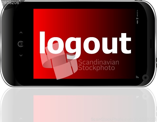 Image of Web development concept: smartphone with word logout on display