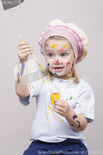 Image of Humorous portrait of a girl artist