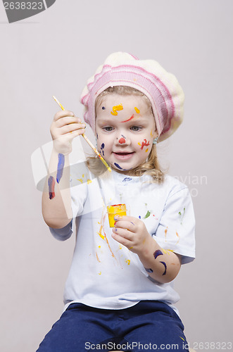 Image of Humorous portrait of a girl artist