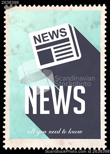 Image of News on Light Blue in Flat Design.