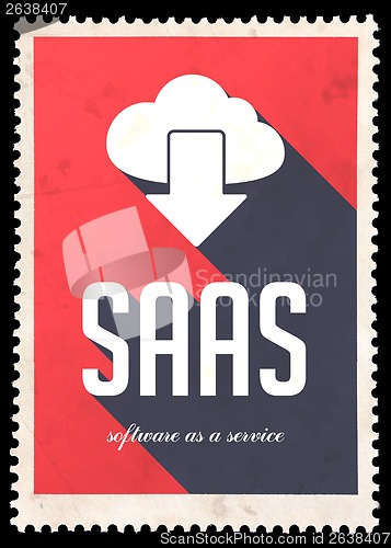 Image of SAAS Concept on Red Color in Flat Design.