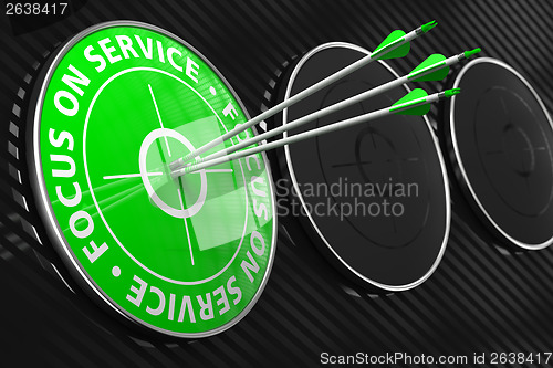 Image of Focus on Service Slogan - Green Target.