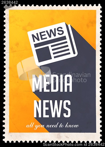 Image of Media News on Yellow in Flat Design.