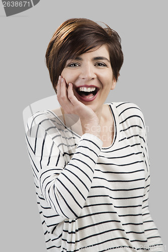 Image of Beautiful woman laughing