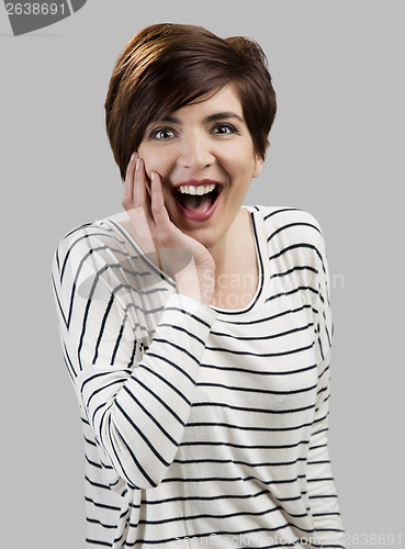 Image of Beautiful woman laughing