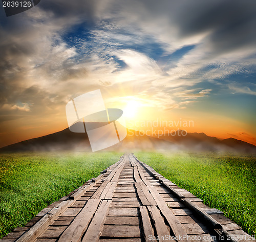 Image of Wooden road in the mountains