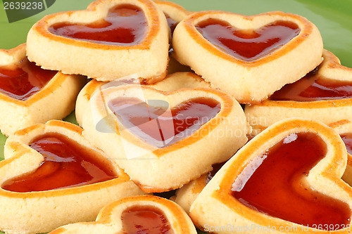 Image of Heart shaped cherry jam cookies