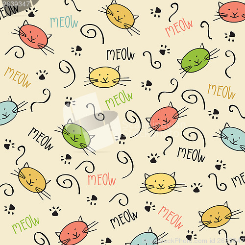 Image of Cartoon seamless pattern with cute cats