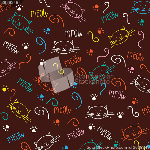 Image of Cartoon seamless pattern with cute cats
