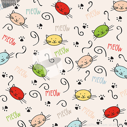Image of Cartoon seamless pattern with cute cats