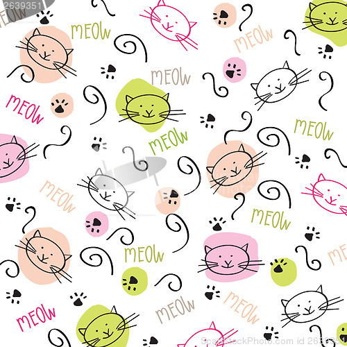 Image of Cartoon seamless pattern with cute cats