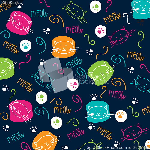 Image of Cartoon seamless pattern with cute cats