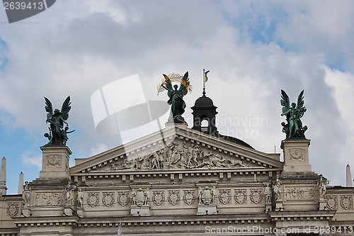 Image of top of the building of opera-house in Lvov