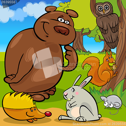 Image of forest wild animals cartoon group