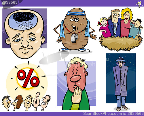 Image of cartoon concepts and ideas set
