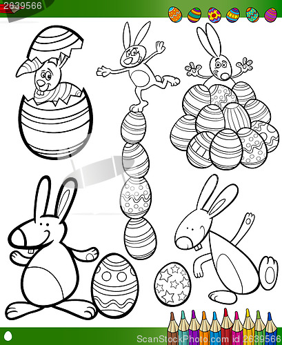 Image of easter cartoons for coloring book