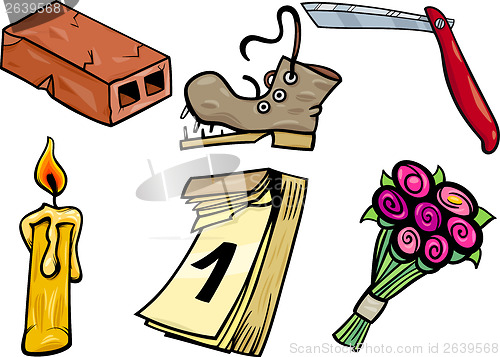 Image of objects cartoon clip arts illustration set