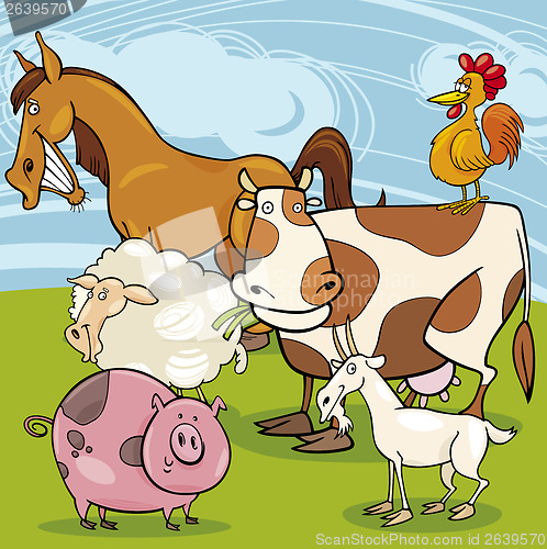 Image of farm animals cartoon group