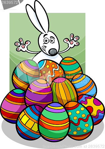 Image of easter bunny and eggs cartoon illustration