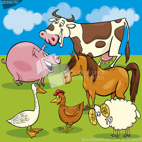 Image of cartoon farm animals group