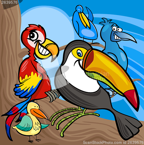 Image of cute birds group cartoon illustration