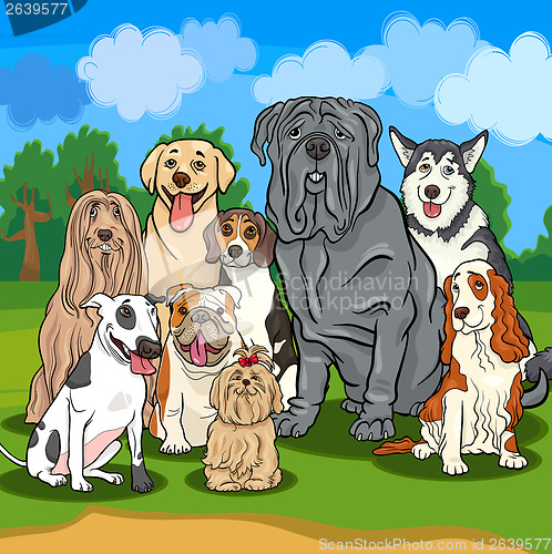 Image of purebred dogs cartoon illustration